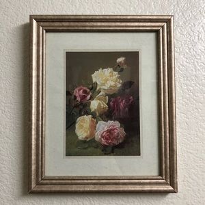 Vintage floral art with frame